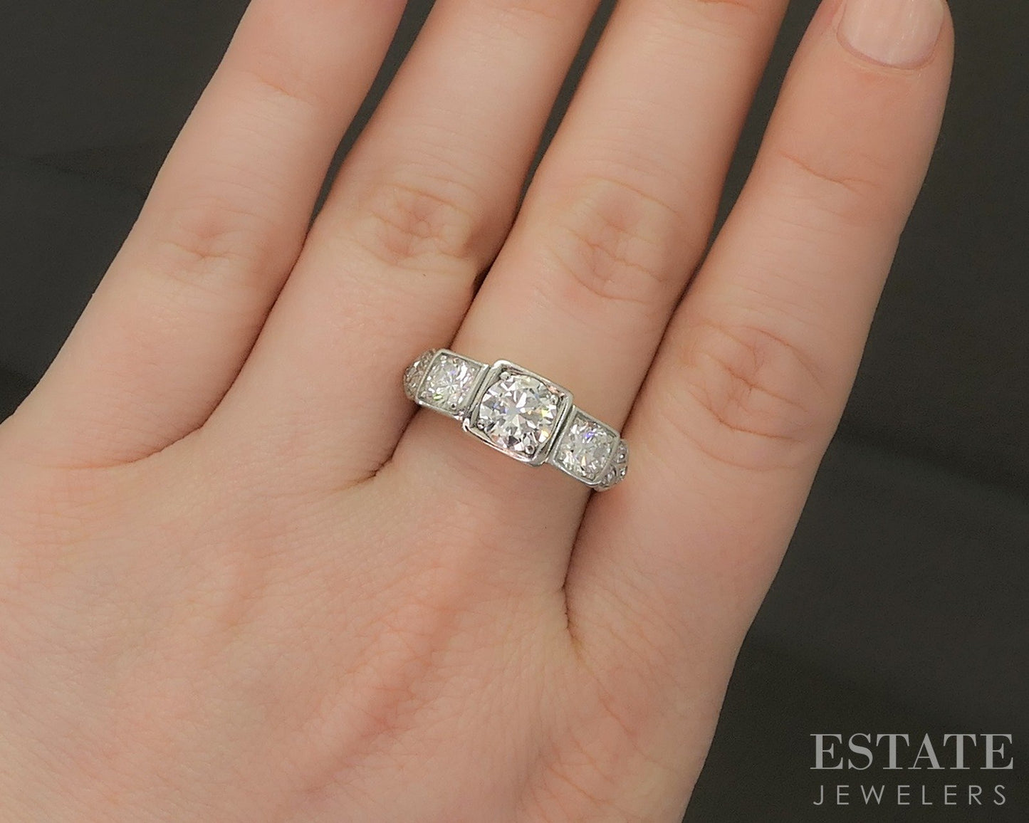 Antique 14k Two Tone Gold OEC Natural 1.98ctw Diamond Engagement Ring p18604
