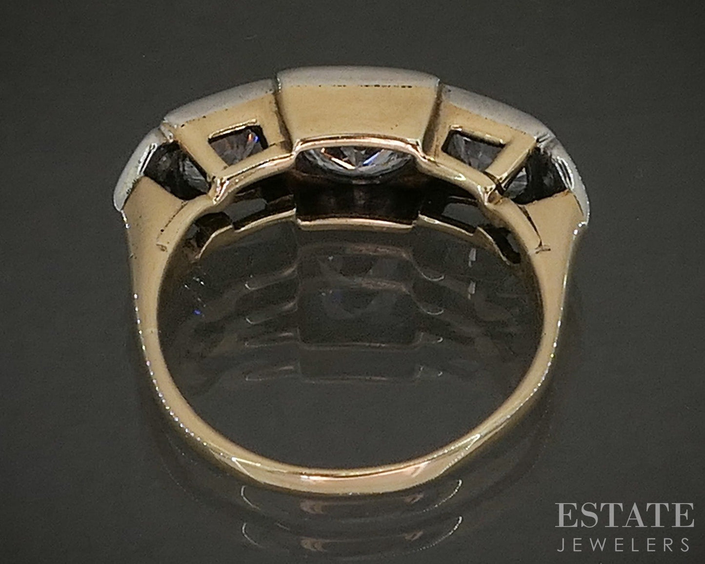Antique 14k Two Tone Gold OEC Natural 1.98ctw Diamond Engagement Ring p18604