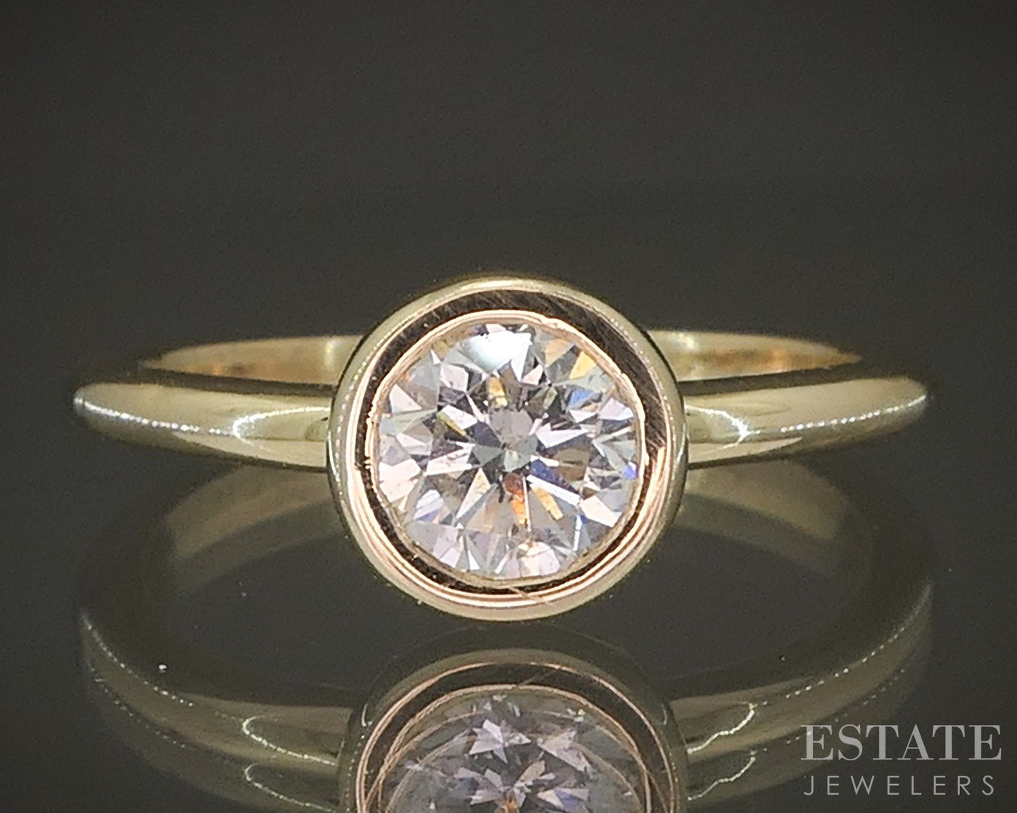 14k Yellow Gold Round 1.59ct Diamond Solitaire Bezel Engagement Ring p24346