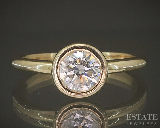 14k Yellow Gold Round 1.59ct Diamond Solitaire Bezel Engagement Ring p24346