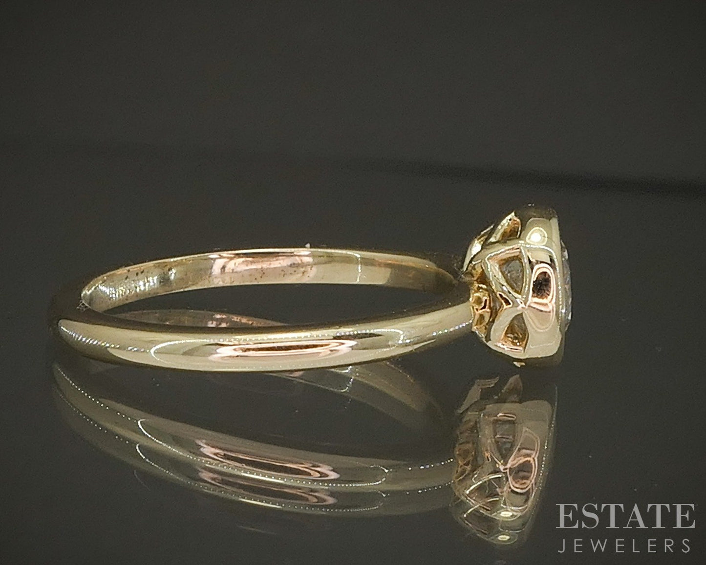 14k Yellow Gold Round 1.59ct Diamond Solitaire Bezel Engagement Ring p24346