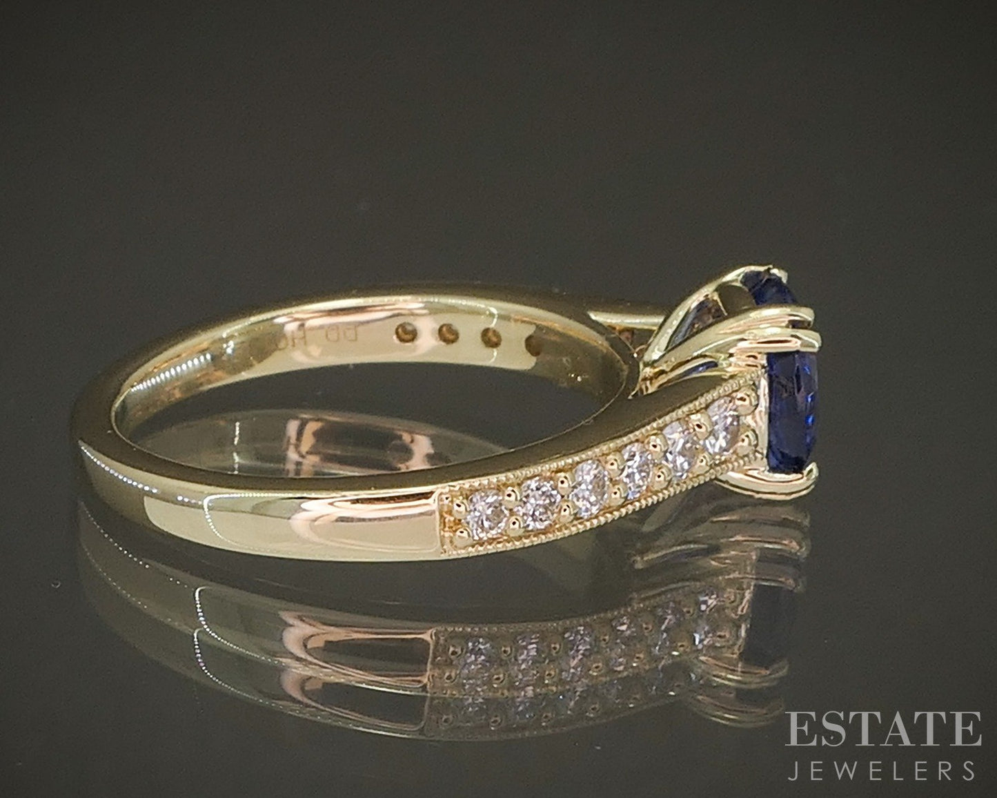 14k Yellow Gold Round 1.54ct Natural Tanzanite & Diamond Ring 4.4g p24334