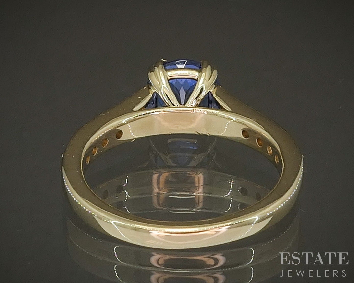 14k Yellow Gold Round 1.54ct Natural Tanzanite & Diamond Ring 4.4g p24334