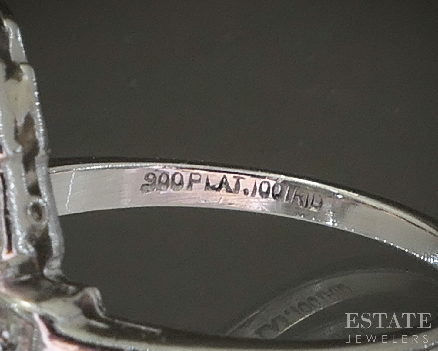 Antique Art Deco Platinum Natural .80ctw Diamond Filigree Shield Ring 3g p16867