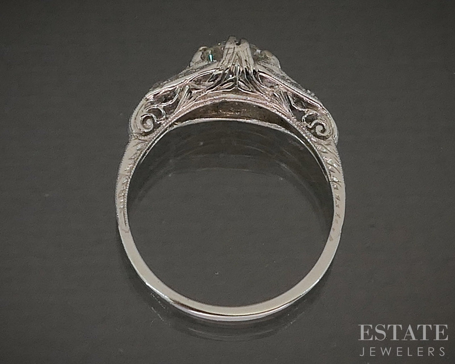 Vintage Platinum Natural .88ctw Diamond Filigree Engagement Ring 2.9g p24339