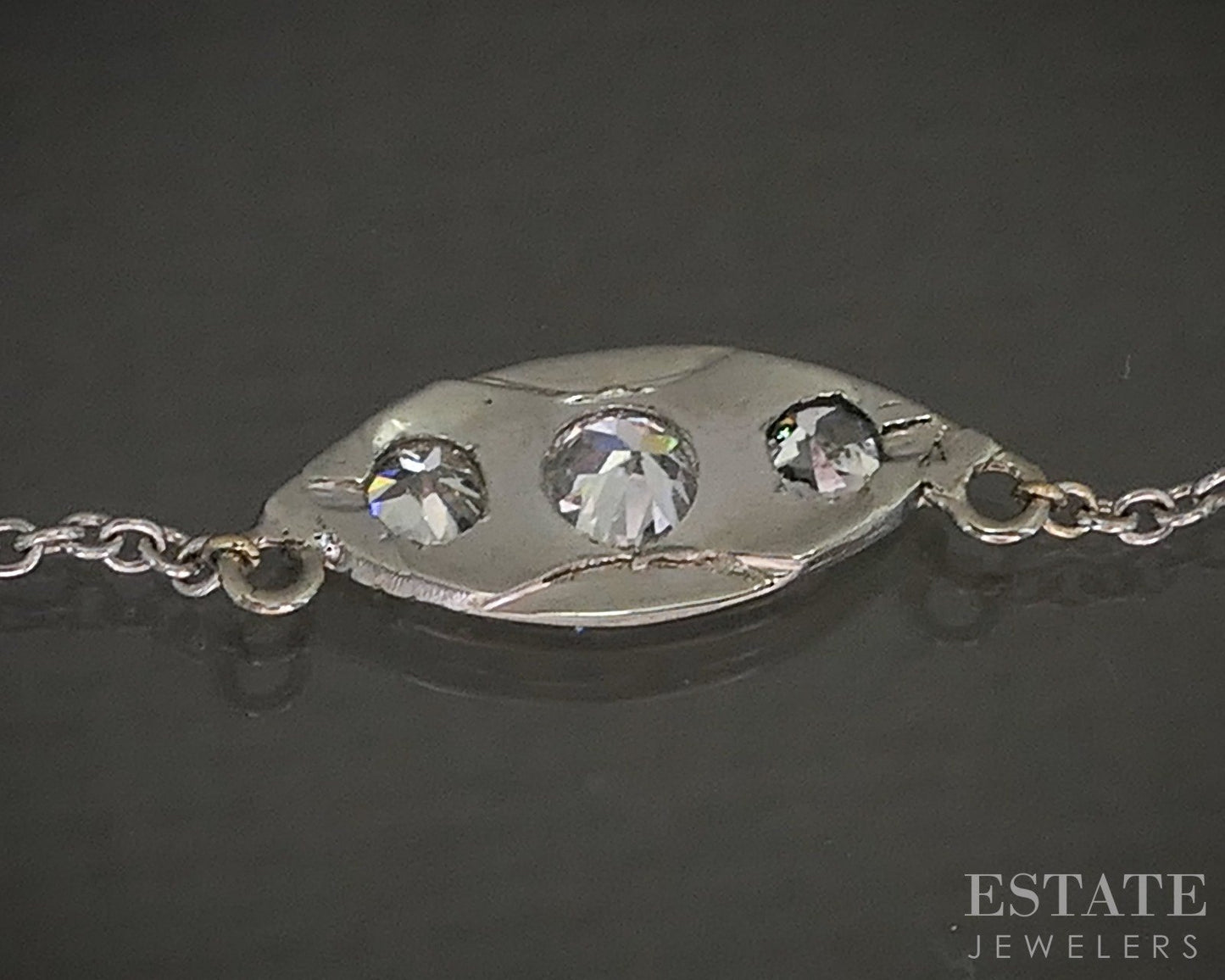 Antique Art Deco 14k White Gold OEC Natural .24ctw Diamond Necklace 2.1g p24313