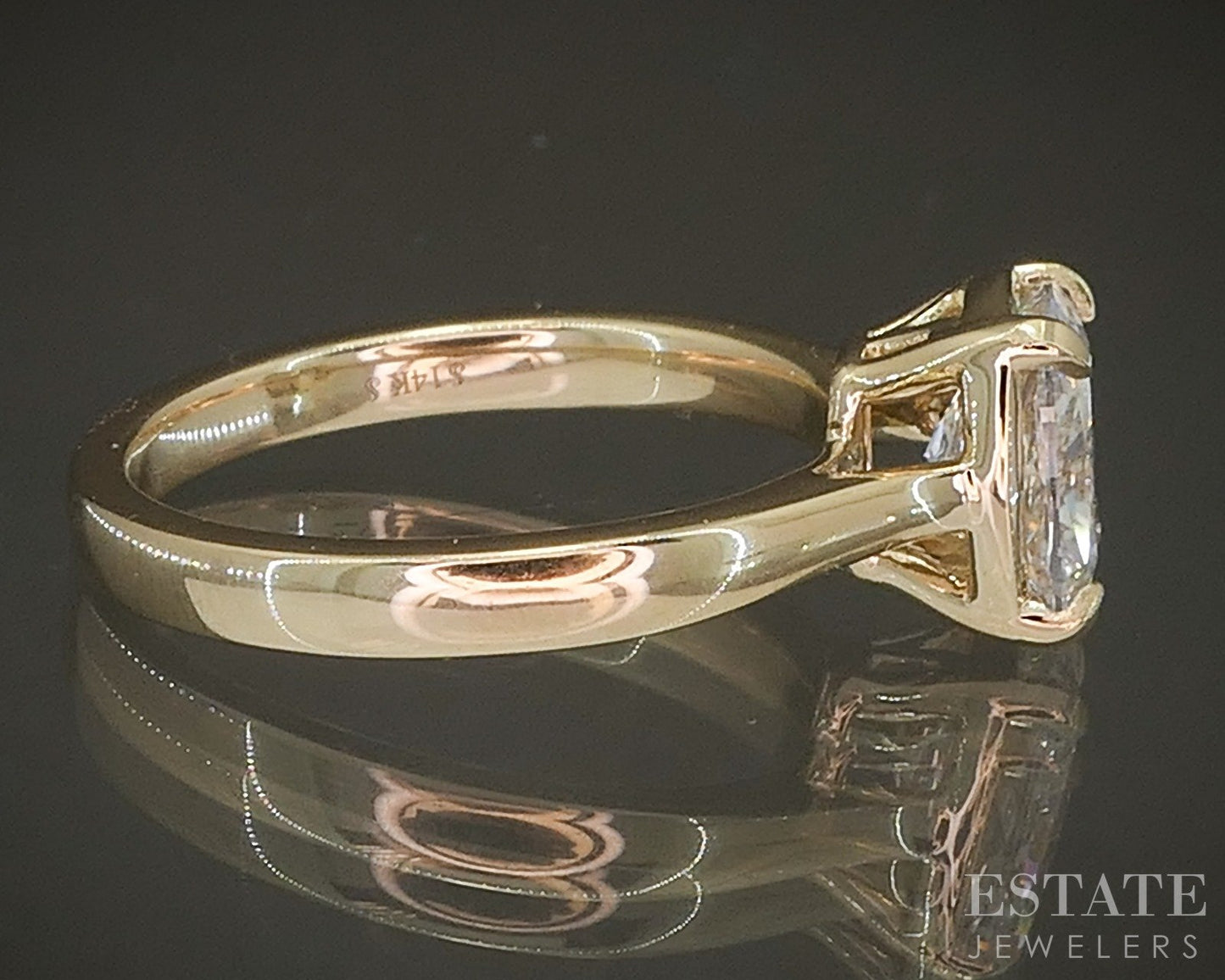 14k Yellow Gold IGI Cushion Lab Created 1.57ct Diamond Solitaire Ring 4g p24347