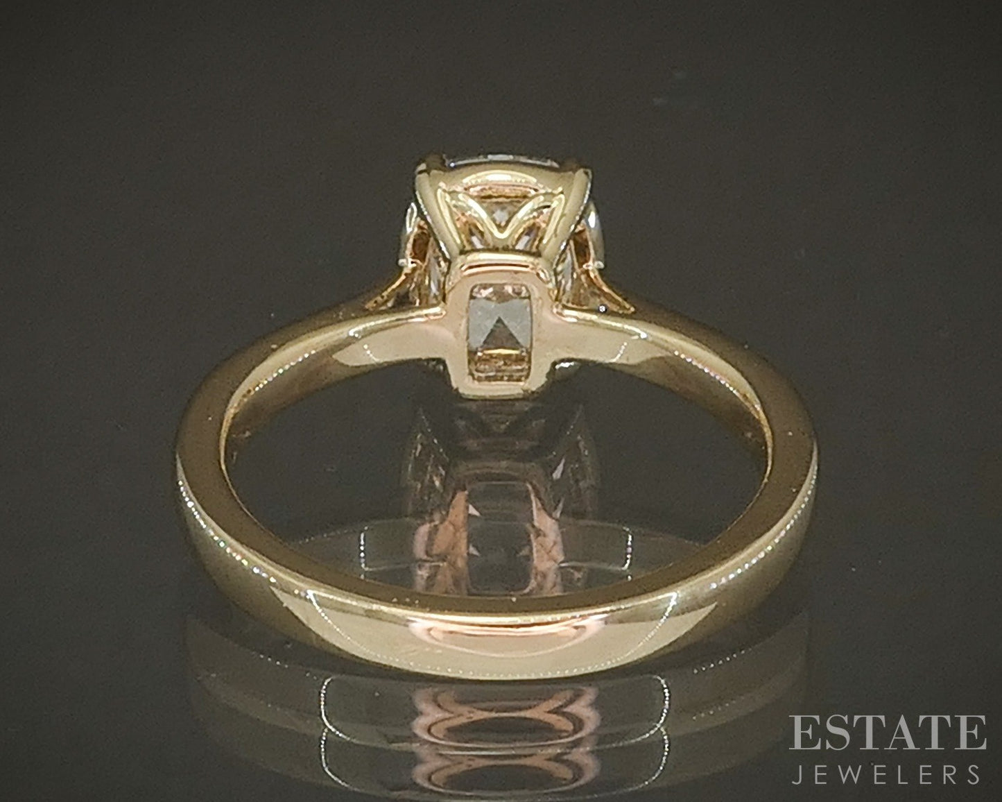 14k Yellow Gold IGI Cushion Lab Created 1.57ct Diamond Solitaire Ring 4g p24347