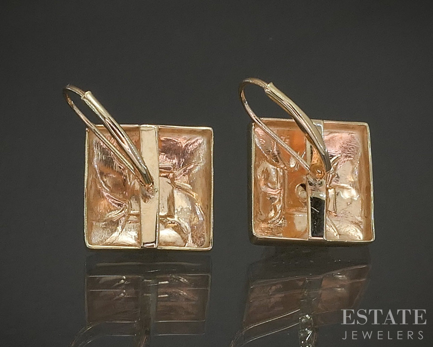Antique Victorian 14k Yellow & Green Gold OEC .20ctw Diamond Earrings 4g p23190