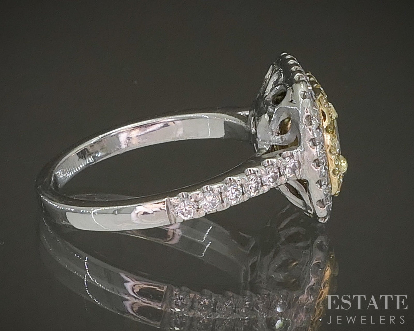 Platinum & 18k Natural 1.46ctw Fancy Yellow Diamond Engagement Ring 7g p22028
