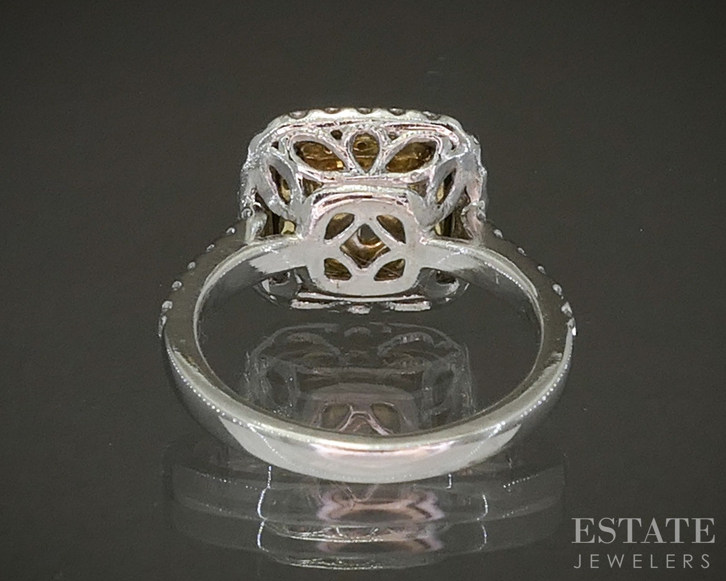 Platinum & 18k Natural 1.46ctw Fancy Yellow Diamond Engagement Ring 7g p22028