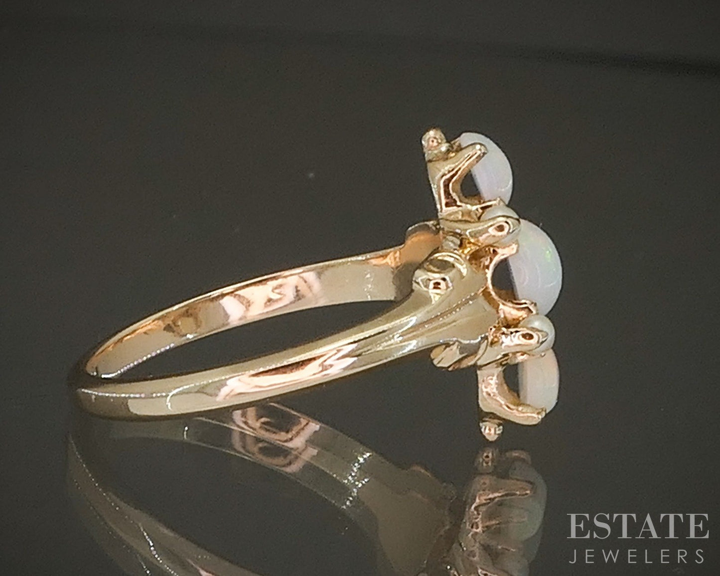 Antique Victorian 10k Yellow Gold Natural Opal & Seed Pearl Ring 2.2g p20808