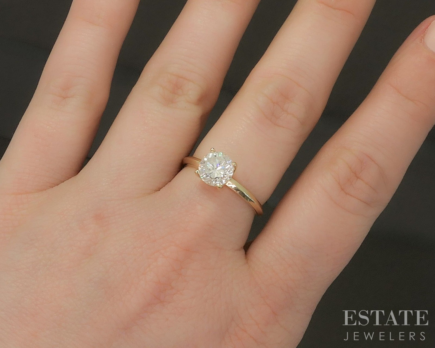 14k Yellow Gold Round Natural 1.00ct Diamond Solitaire Engagement Ring p24378