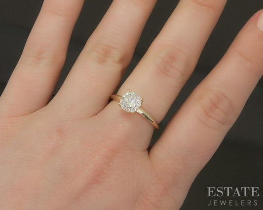 14k Yellow Gold Round Natural 1.00ct Diamond Solitaire Engagement Ring p24378