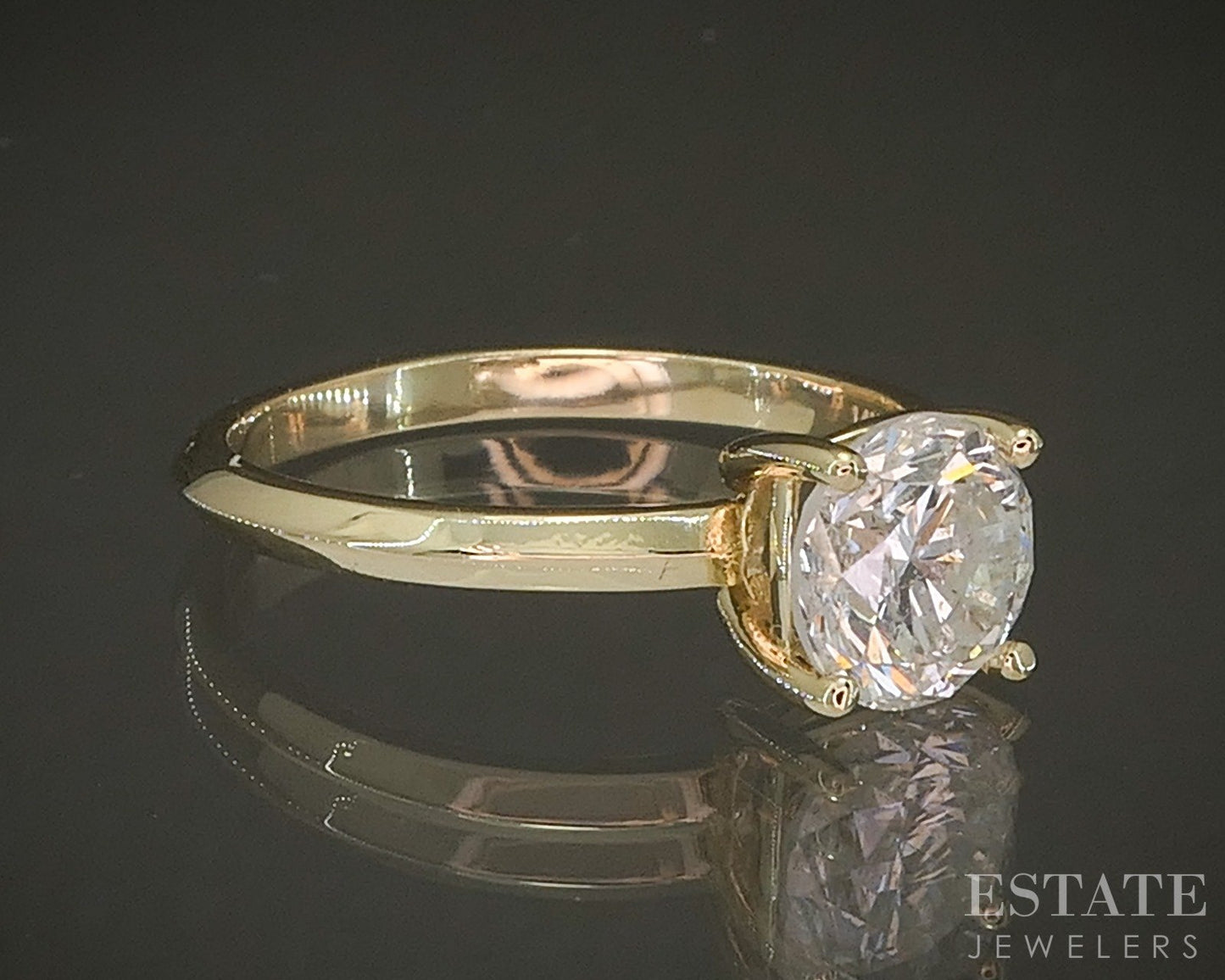 14k Yellow Gold Round Natural 1.00ct Diamond Solitaire Engagement Ring p24378