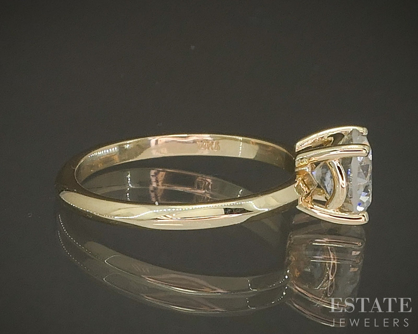 14k Yellow Gold Round Natural 1.00ct Diamond Solitaire Engagement Ring p24378