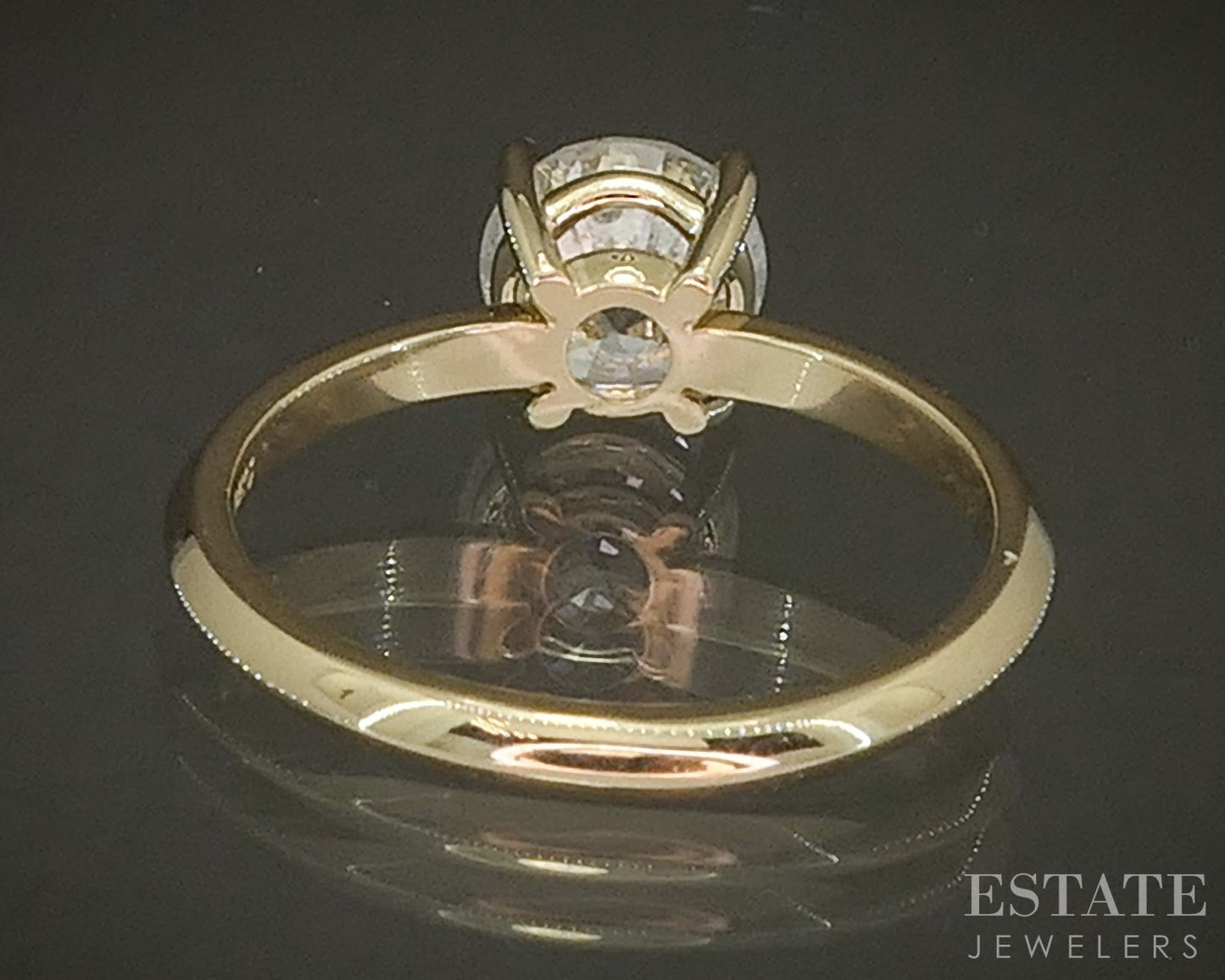 14k Yellow Gold Round Natural 1.00ct Diamond Solitaire Engagement Ring p24378