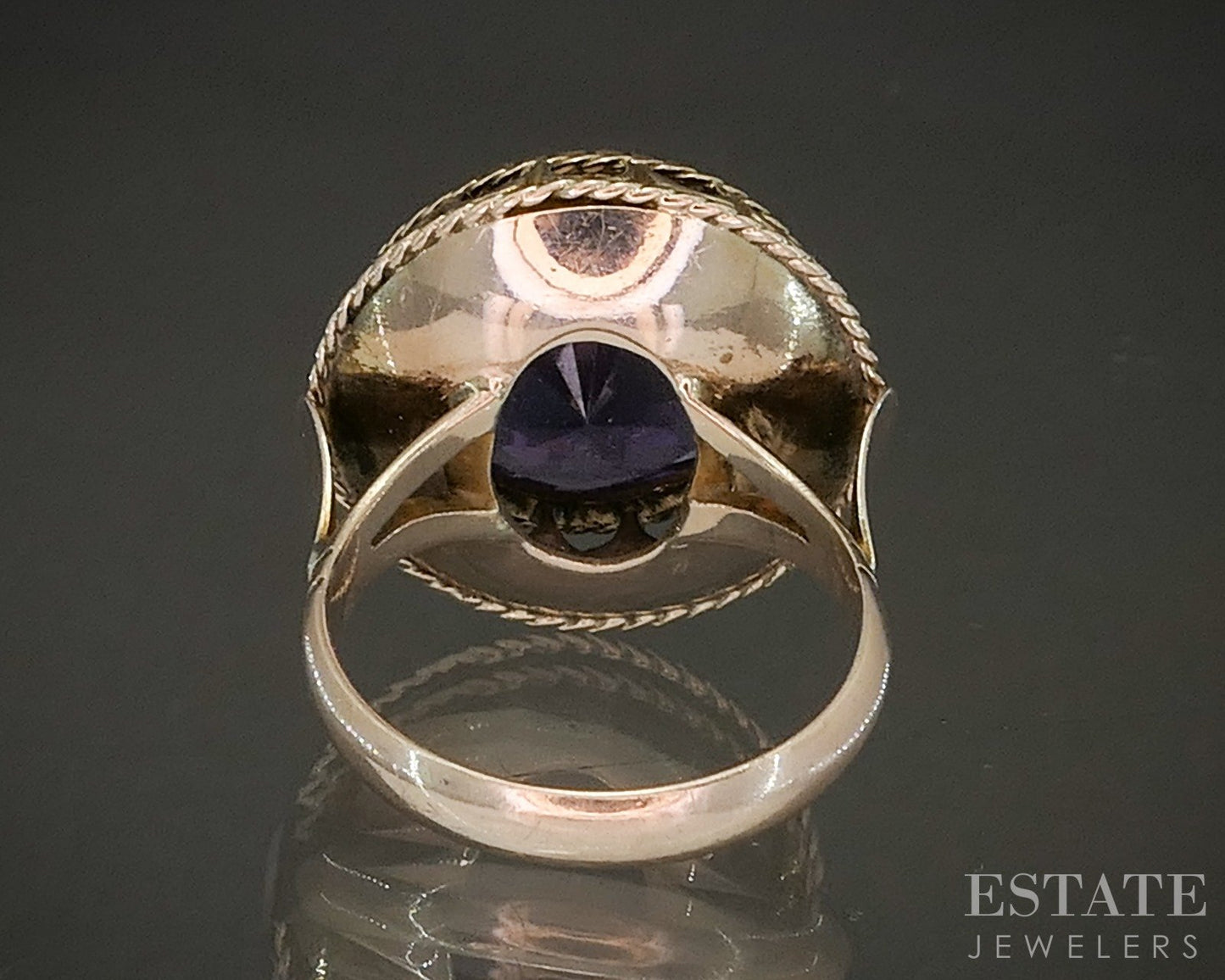 Antique 14k Yellow Gold 15mm Color Changing Sapphire Solitaire Ring 9g p59184