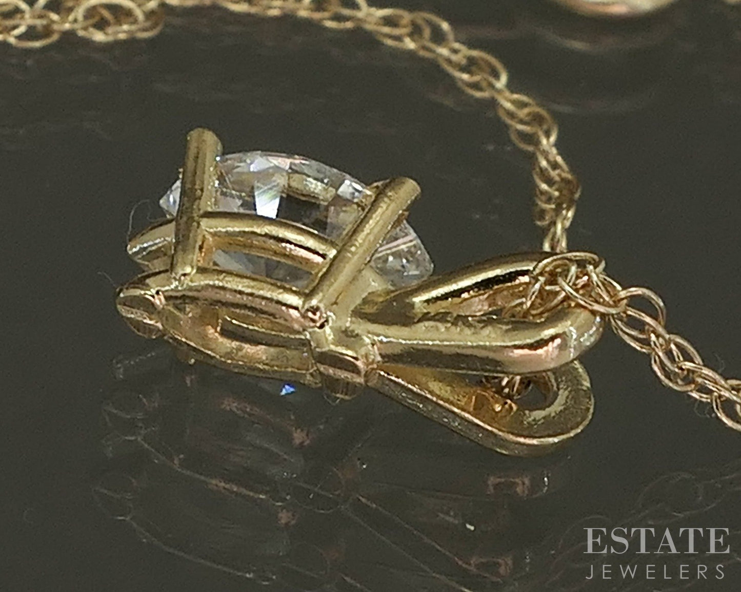 14k Yellow Gold Marquise .18ct Diamond Solitaire Necklace 1.2g 18"L p23325