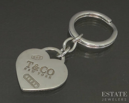 Sterling Silver Tiffany & Co. 1837 Heart Keyring Keychain 19.3g p23049