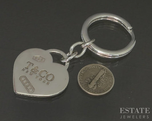 Sterling Silver Tiffany & Co. 1837 Heart Keyring Keychain 19.3g p23049