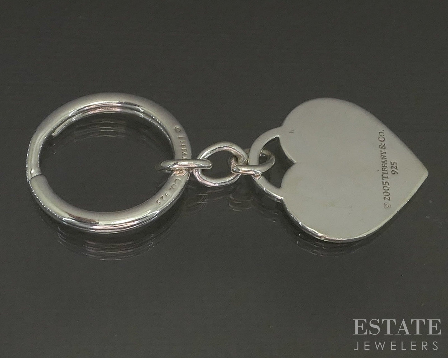 Sterling Silver Tiffany & Co. 1837 Heart Keyring Keychain 19.3g p23049