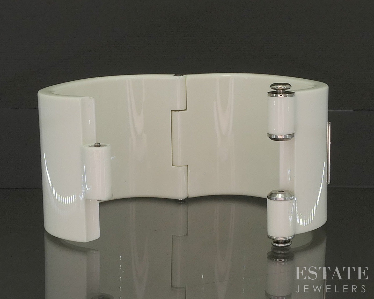 Dolce & Gabbana Large White Resin Hinged Bangle Bracelet p23169