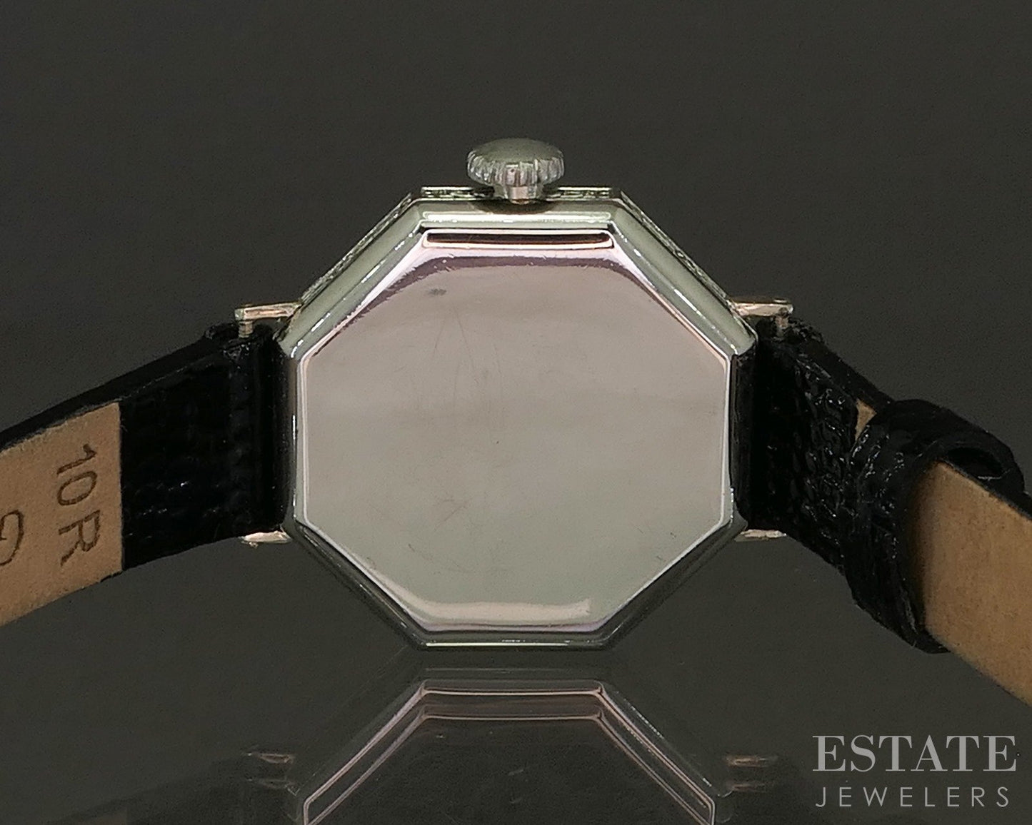 Antique Art Deco 14k White Gold Elgin Engraved Ladies Watch p21445