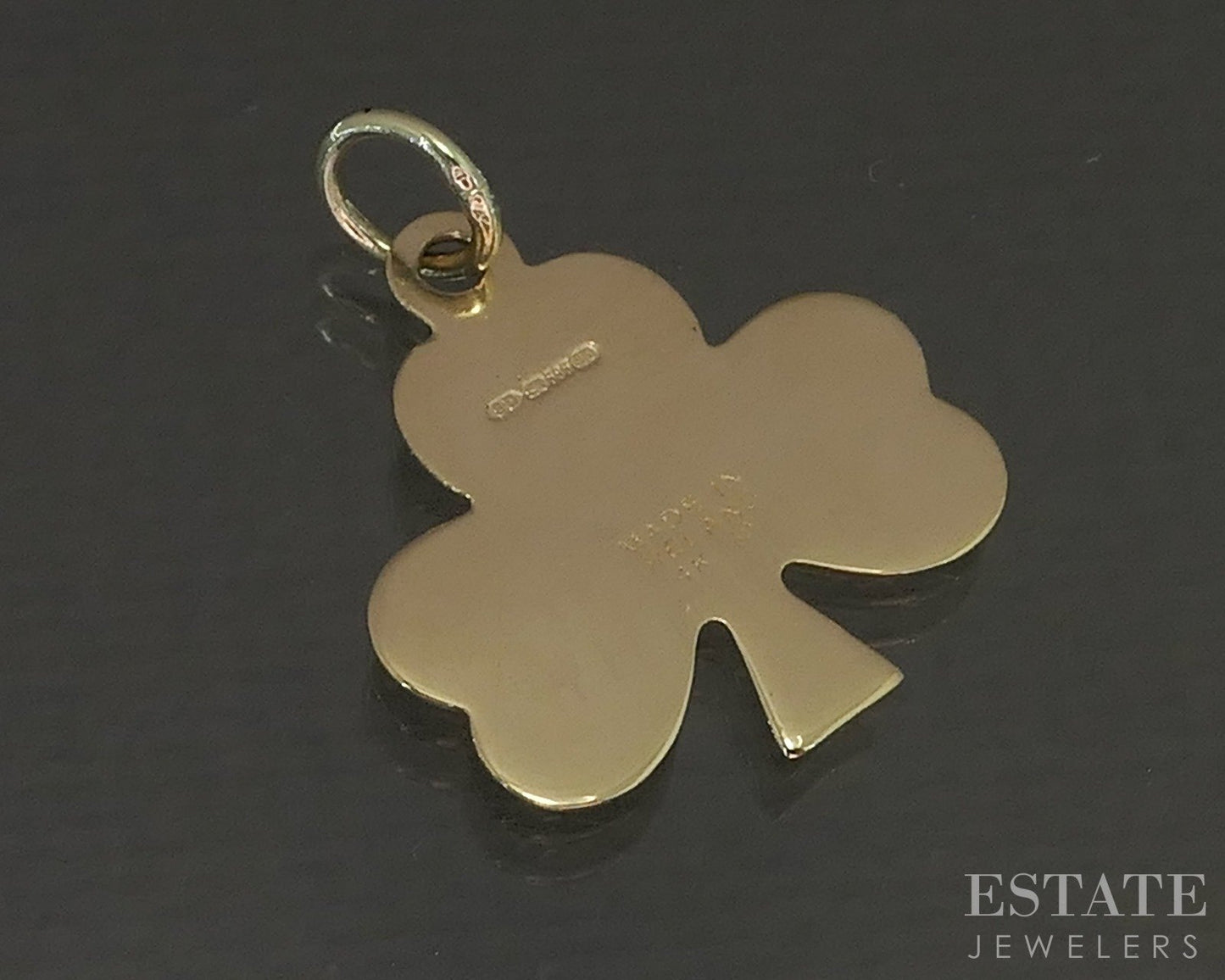 Vintage 14k Yellow Gold Ireland 3-Leaf Clover Heart Charm 2.9g p22648