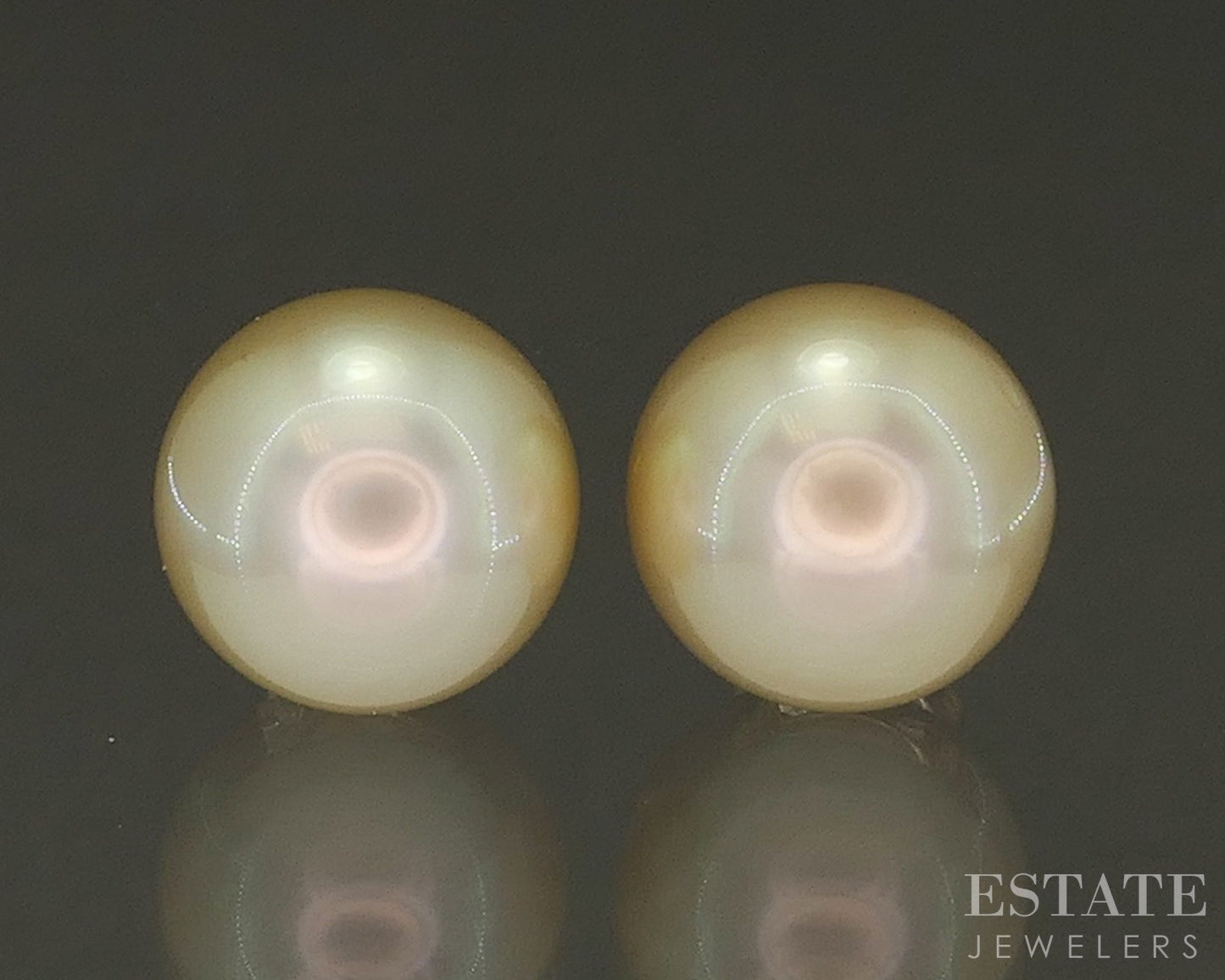 14k Yellow Gold 10mm Golden Cultured South Sea Pearl Stud Earrings p23577