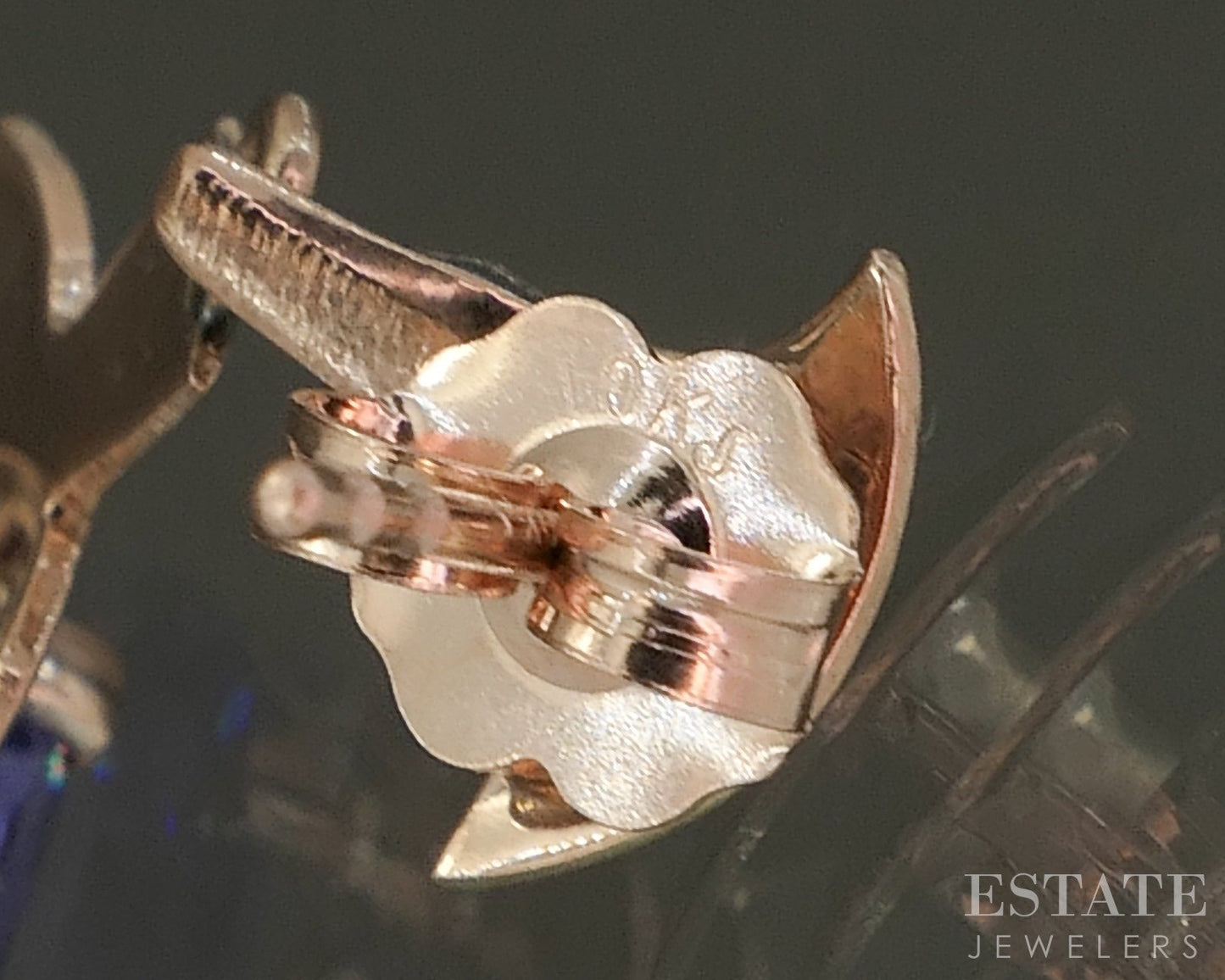 Antique 9k Rose Gold 15mm Color Changing Sapphire Dangle Earrings 8.4g p23202