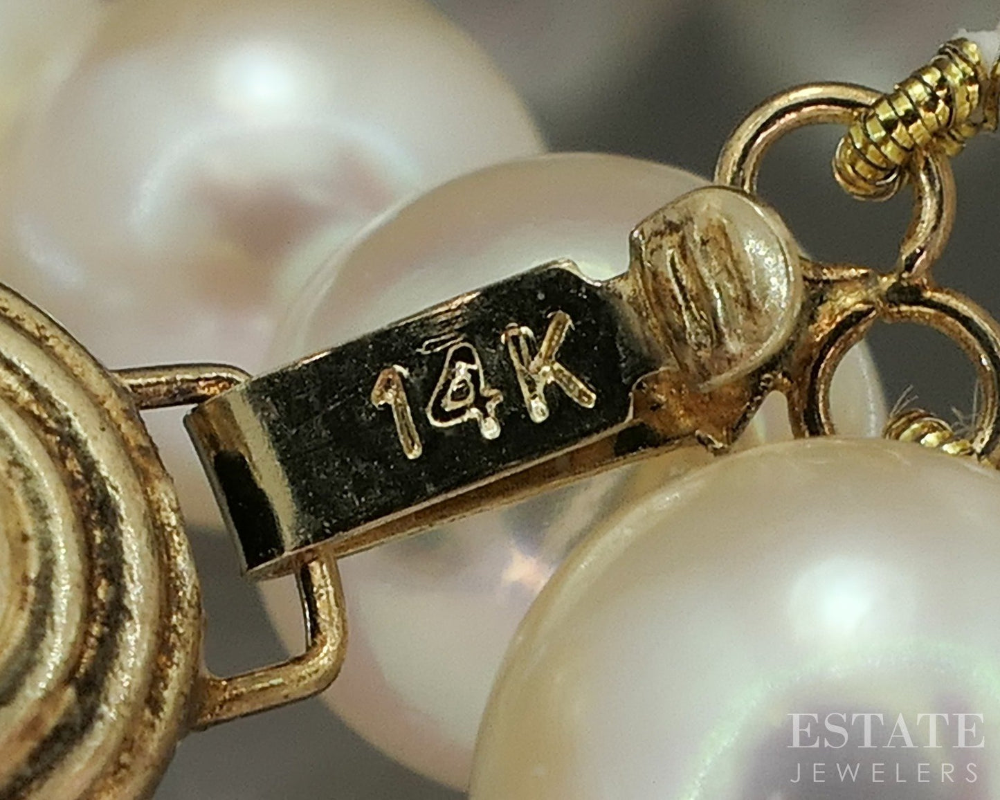 14k Yellow Gold 7.5mm Cultured Akoya Pearl Multi Strand Necklace 17"L p23253