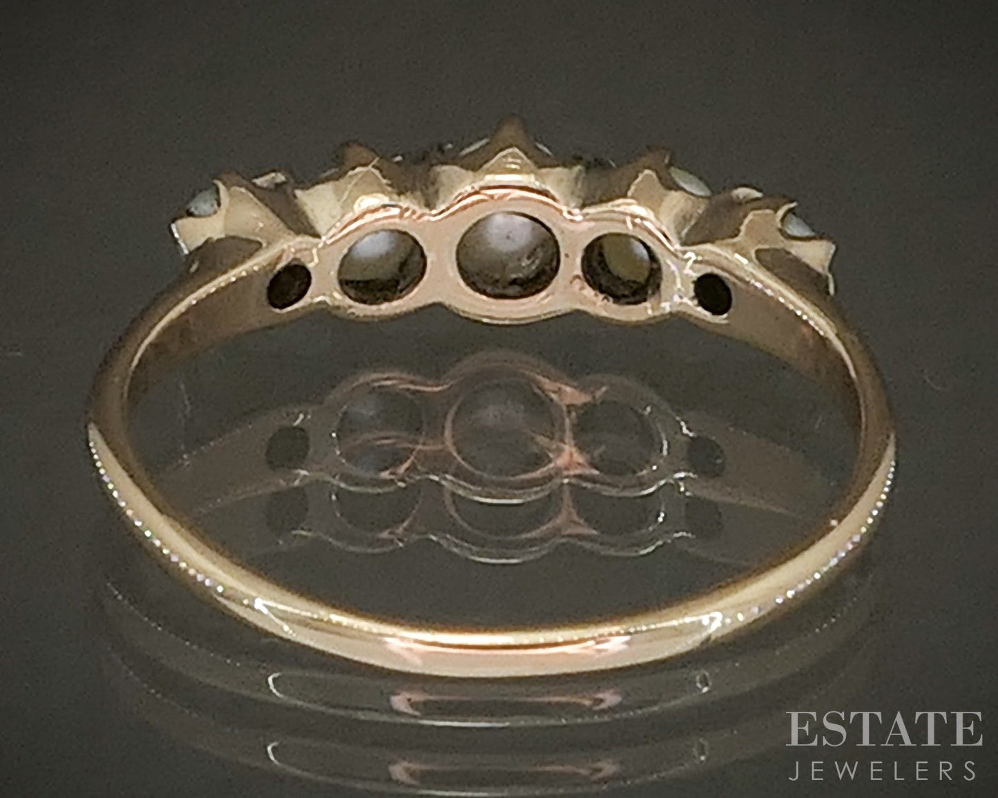 Antique Victorian 10k Yellow Gold 2-3mm Seed Pearl Ladies Band Ring 1.7g p23758