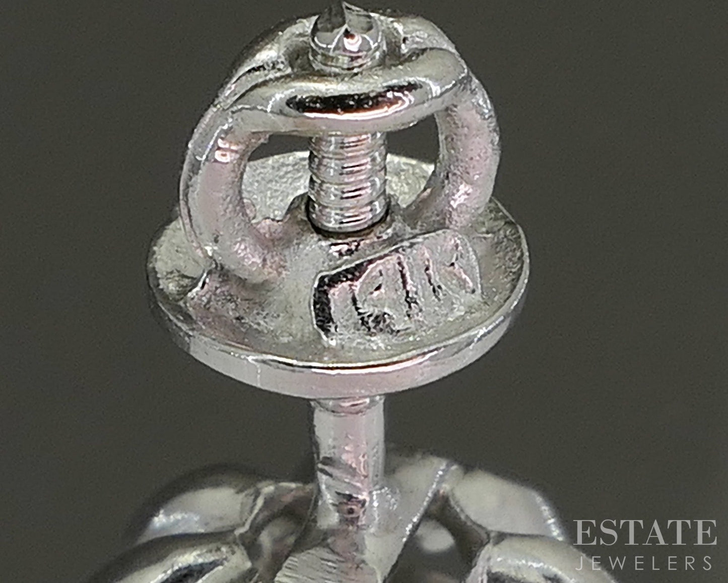 Vintage 14k White Gold Natural .16ctw Diamond Flower Screw Back Earrings p22849