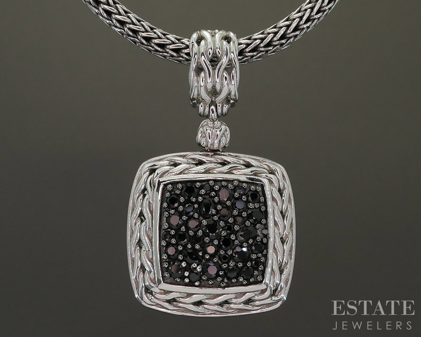 Sterling John Hardy Black Sapphire Wheat Icon Chain Necklace 47.7g p23003