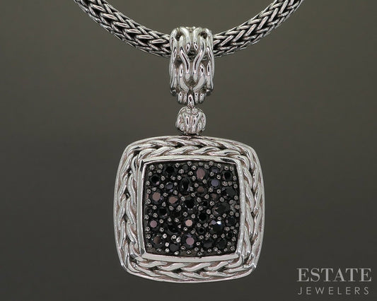 Sterling John Hardy Black Sapphire Wheat Icon Chain Necklace 47.7g p23003