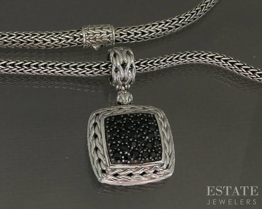 Sterling John Hardy Black Sapphire Wheat Icon Chain Necklace 47.7g p23003