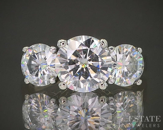 14k Yellow Gold 4.5ctw Moissanite Three Stone Engagement Ring 6.3g p28123