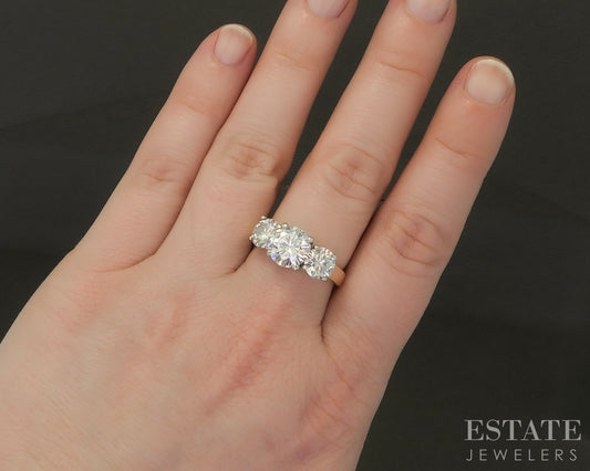 14k Yellow Gold 4.5ctw Moissanite Three Stone Engagement Ring 6.3g p28123