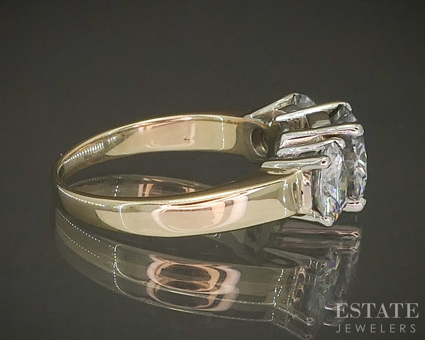 14k Yellow Gold 4.5ctw Moissanite Three Stone Engagement Ring 6.3g p28123