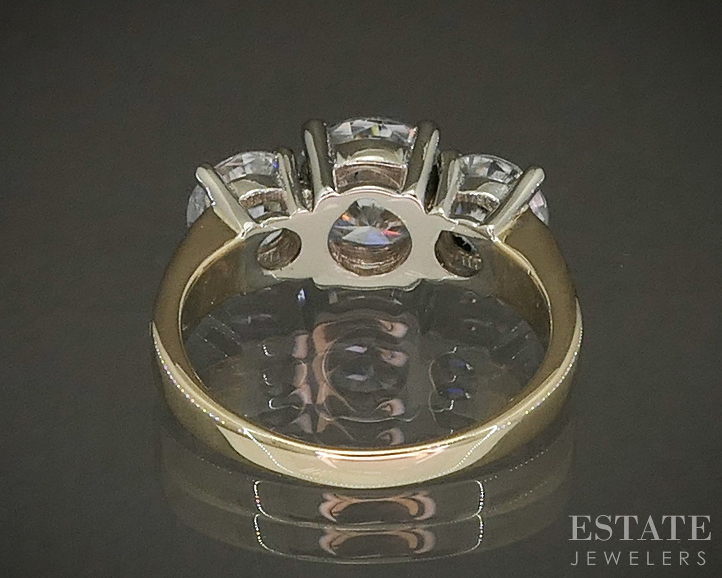 14k Yellow Gold 4.5ctw Moissanite Three Stone Engagement Ring 6.3g p28123