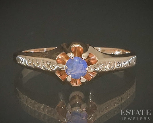 Antique Victorian 10k Yellow Gold Natural Moonstone Belcher Ring 2.0g p52748