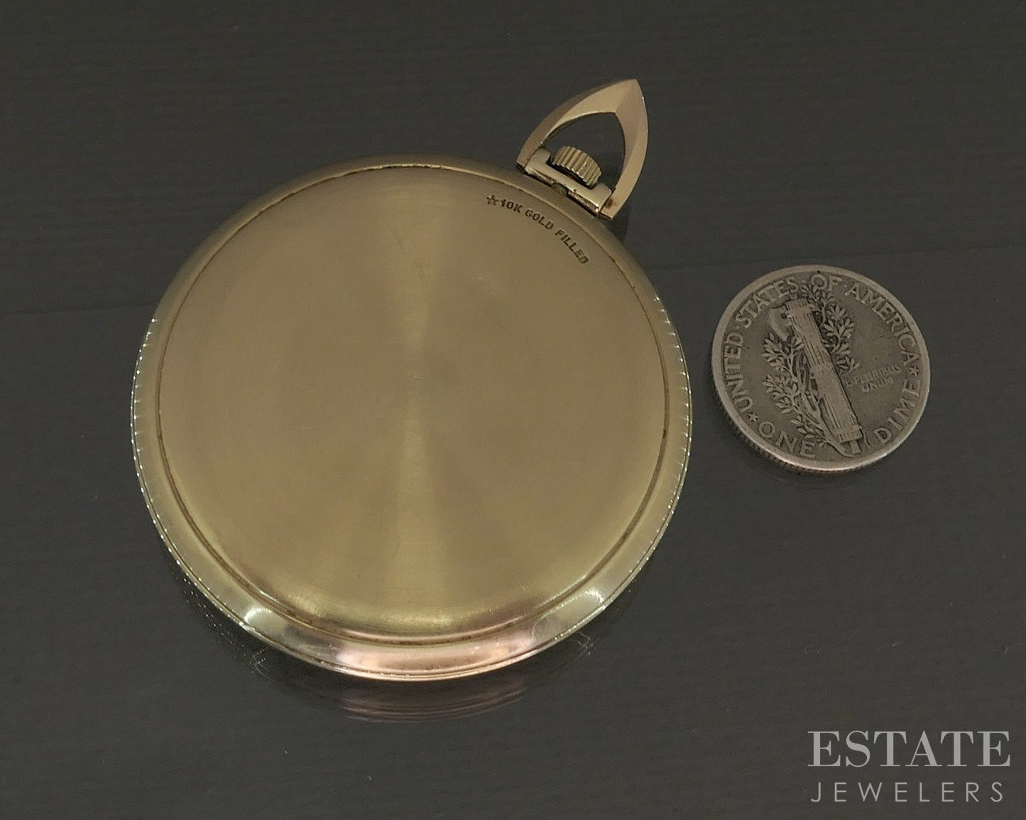 1979 Gold Filled Omega Date Cal 1030 Openface Pocket Watch Full Set p15132