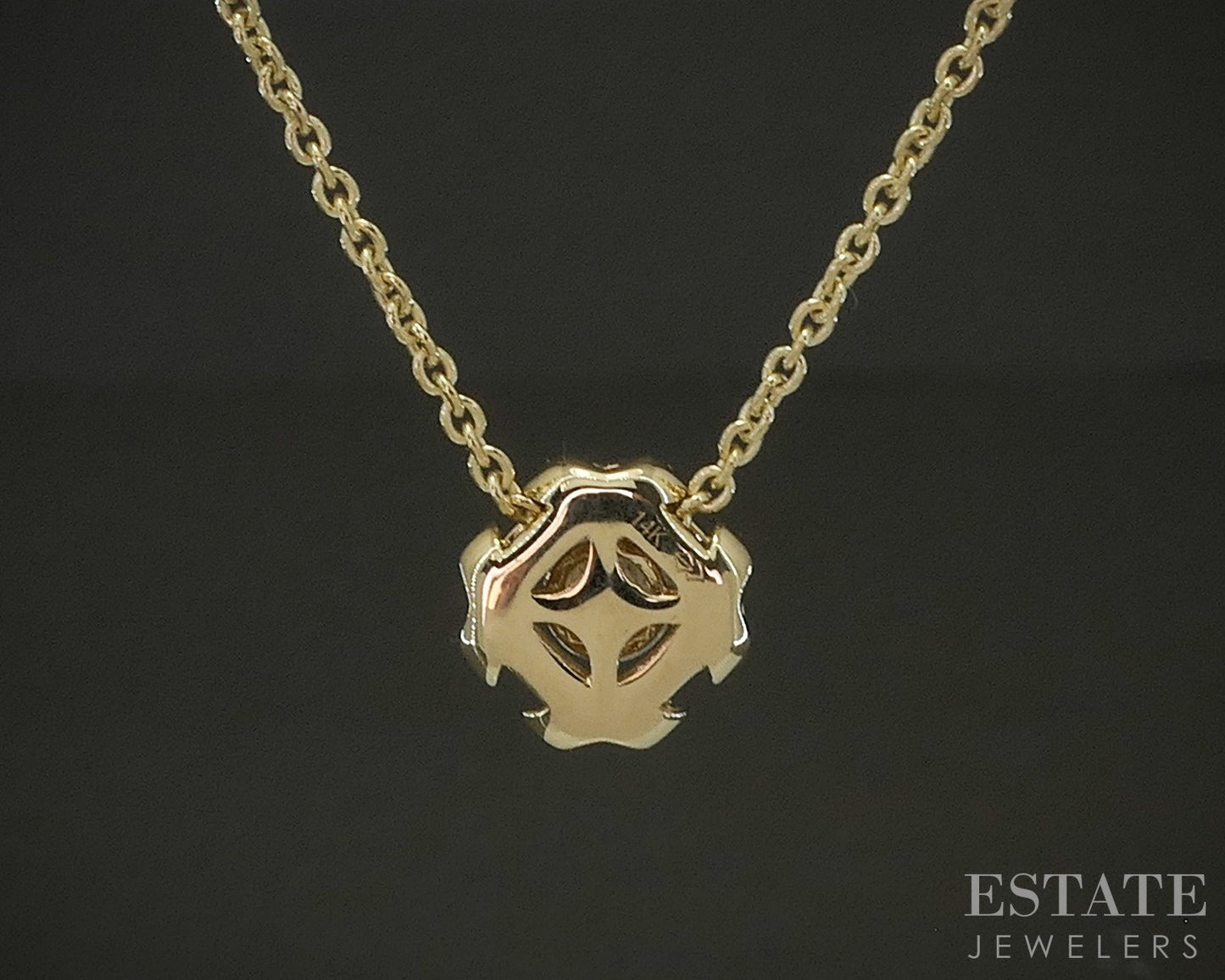 14k Yellow Gold Round Natural .20ct Diamond Solitaire Necklace 3.7g 18"L p22068b