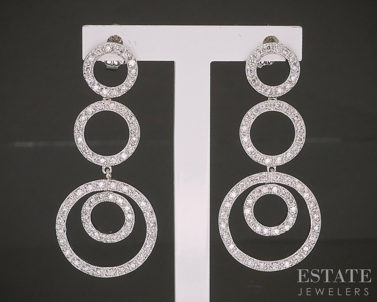 14k White Gold Natural .50ctw Diamond Circle Dangle Earrings 4.2g p22333b