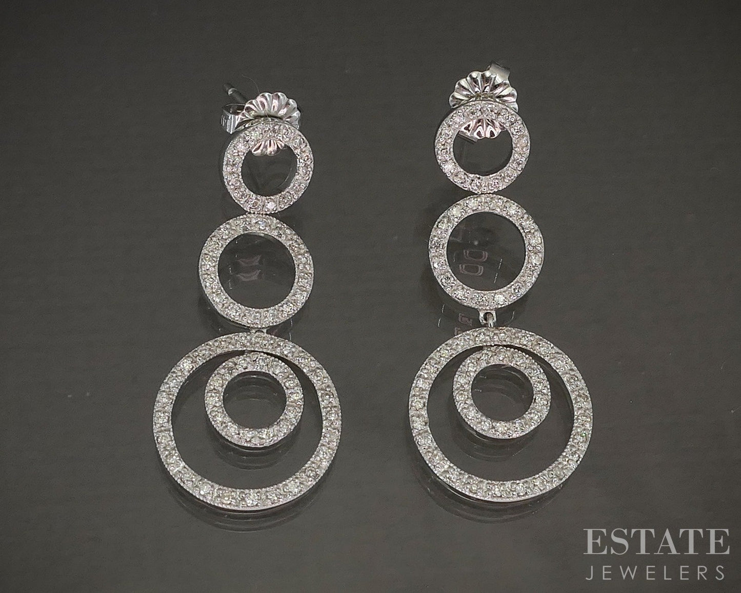 14k White Gold Natural .50ctw Diamond Circle Dangle Earrings 4.2g p22333b