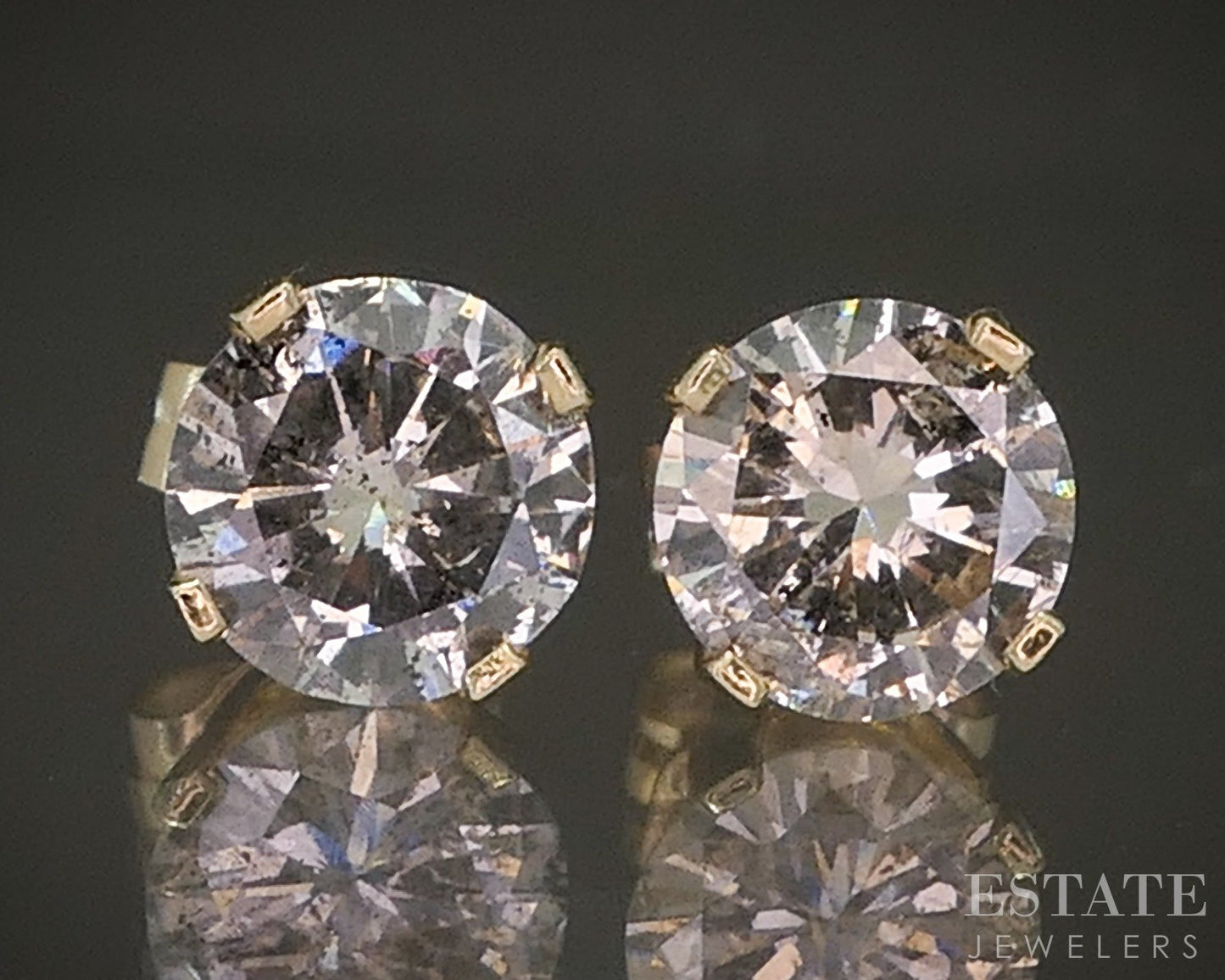 14k Yellow Gold Round Natural 1.40ctw Diamond Stud Earrings p22240b