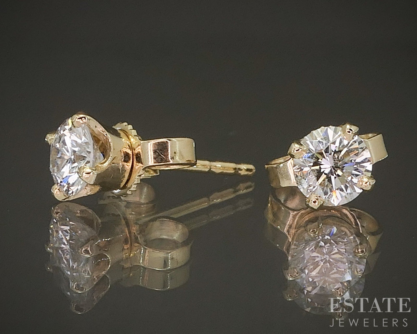 14k Yellow Gold Round Natural .50ctw Diamond Stud Earrings p22056b