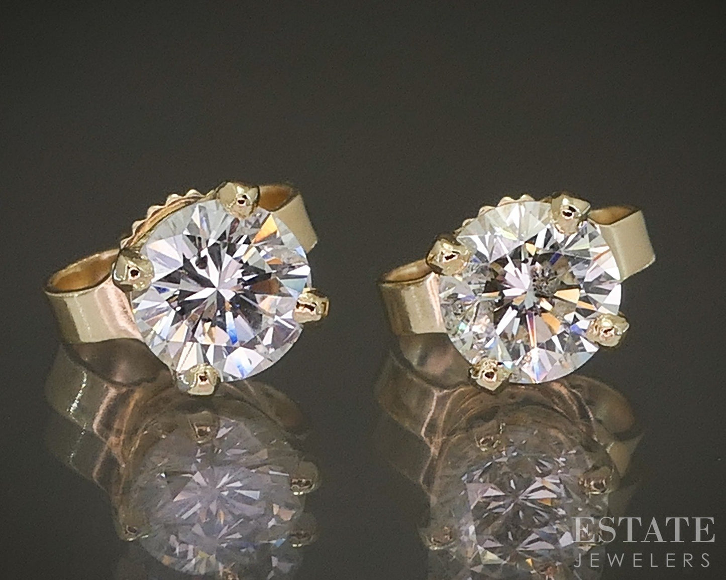 14k Yellow Gold Round Natural .50ctw Diamond Stud Earrings p22056b