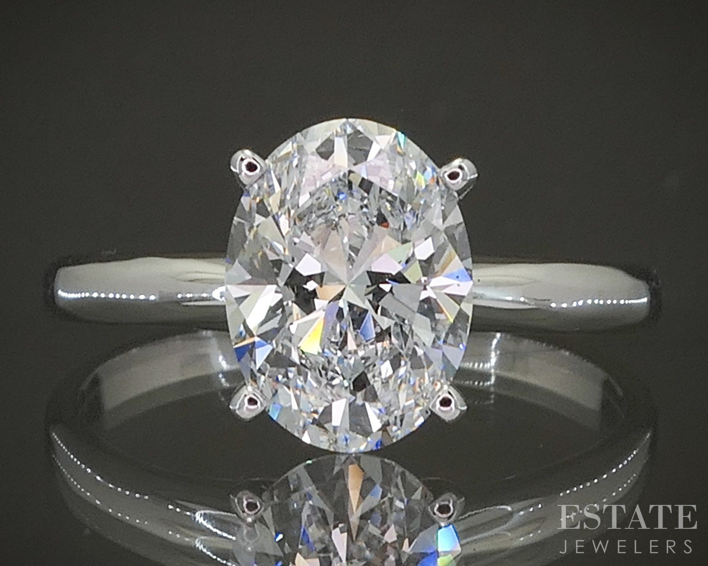 14k White Gold IGI Oval Lab Created 2.02ct Diamond Solitaire Ring 2.9g p22174b